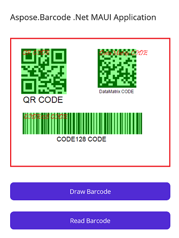 Recognized Barcodes Screen of .Net MAUI App