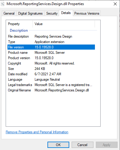 Microsoft.ReportingServices.Design.dll version