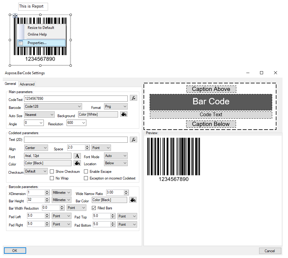 BarcodeGenerator Visual Component Embedded Editor