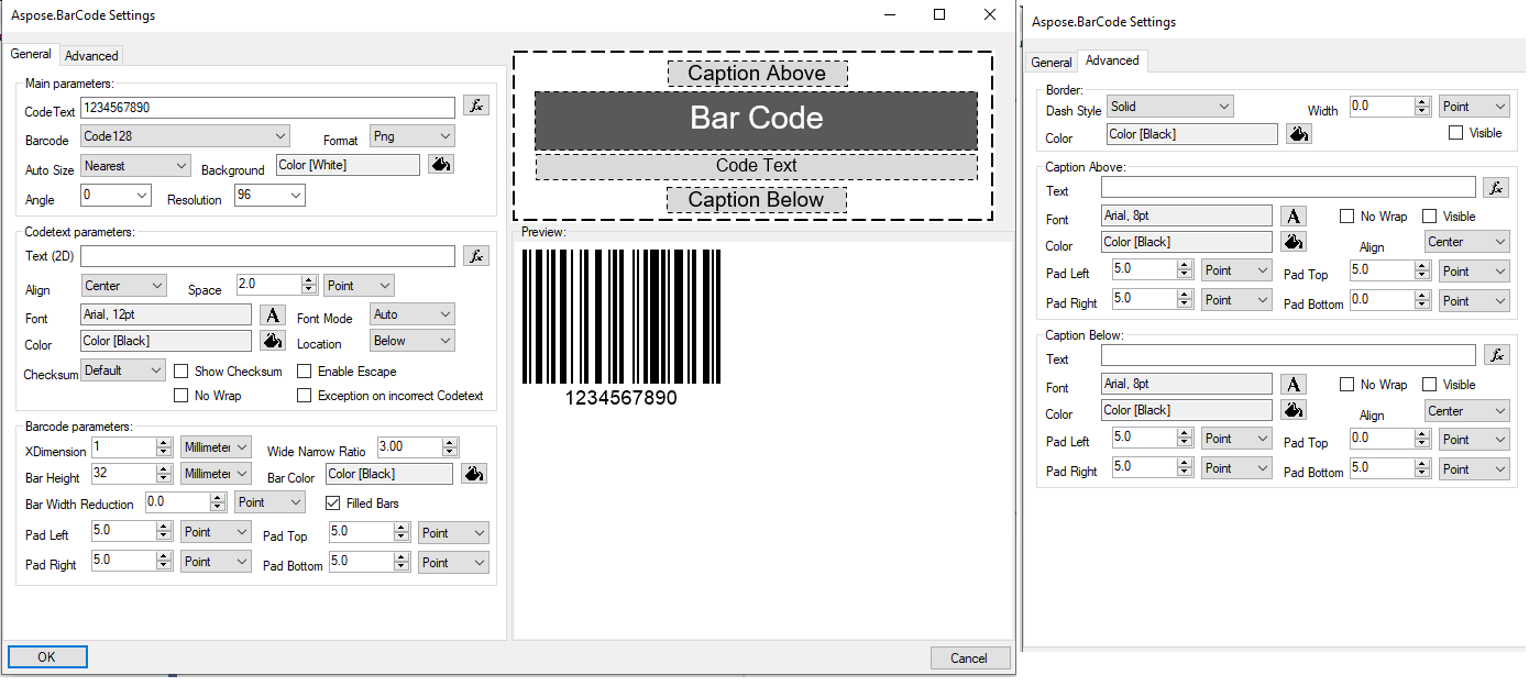 BarcodeGenerator visual component editor