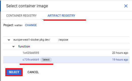 Container Image URL