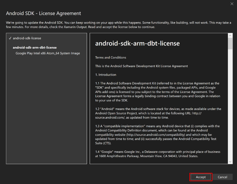 Android SDK ARM -License Agreement