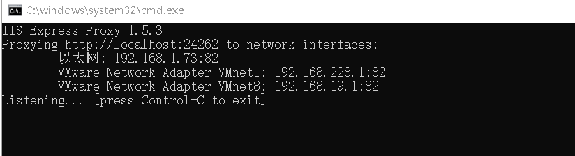 القيام:أمر  iisexpress command