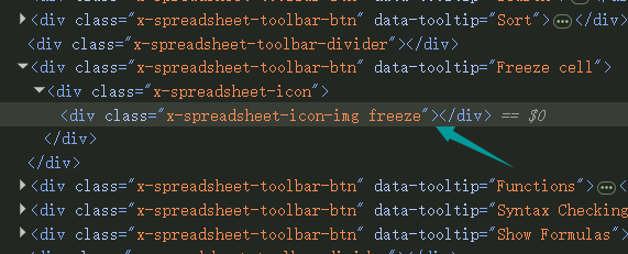 todo:l’écran pour trouver la clé CSS du bouton de la barre d’outils