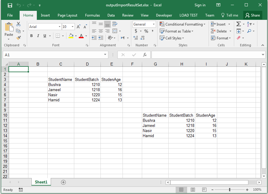 Import Data From Microsoft Access Database Resultset Object To The Worksheet Documentation