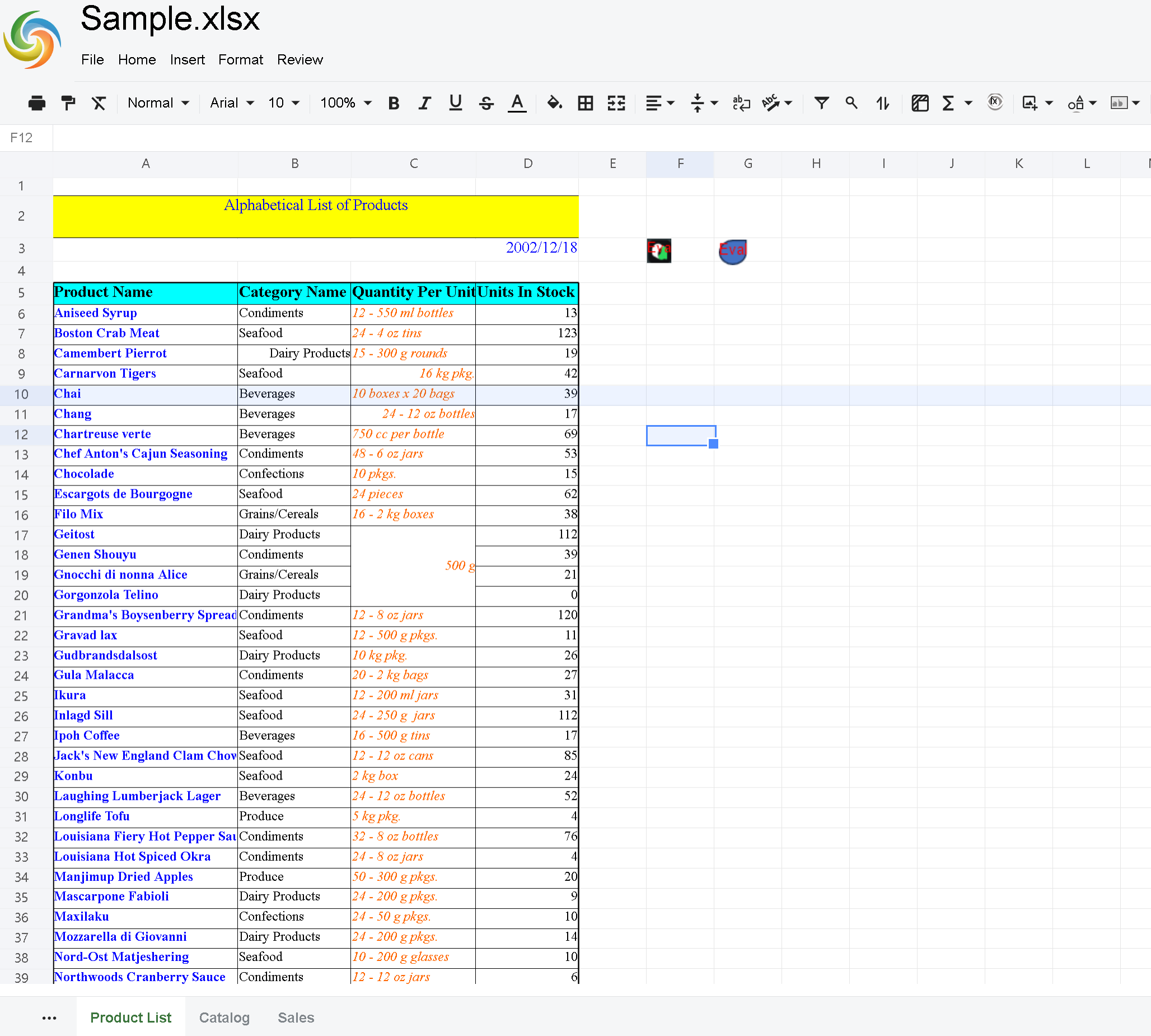 Running Spreadsheet UI