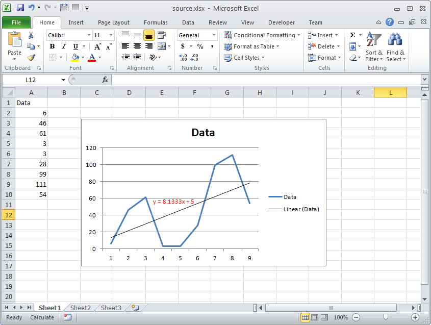 excel trendline equation to cell