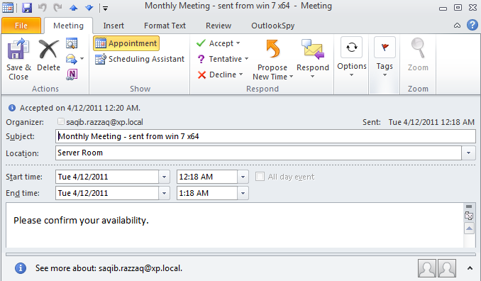 Working With Calendar Items In PST File Documentation
