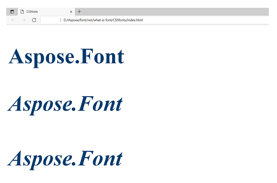 Text in verschiedenen CSS-Schriftstilen gerendert