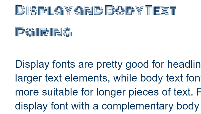 Ejemplo de texto con emparejamiento de fuentes para pantalla y cuerpo de texto