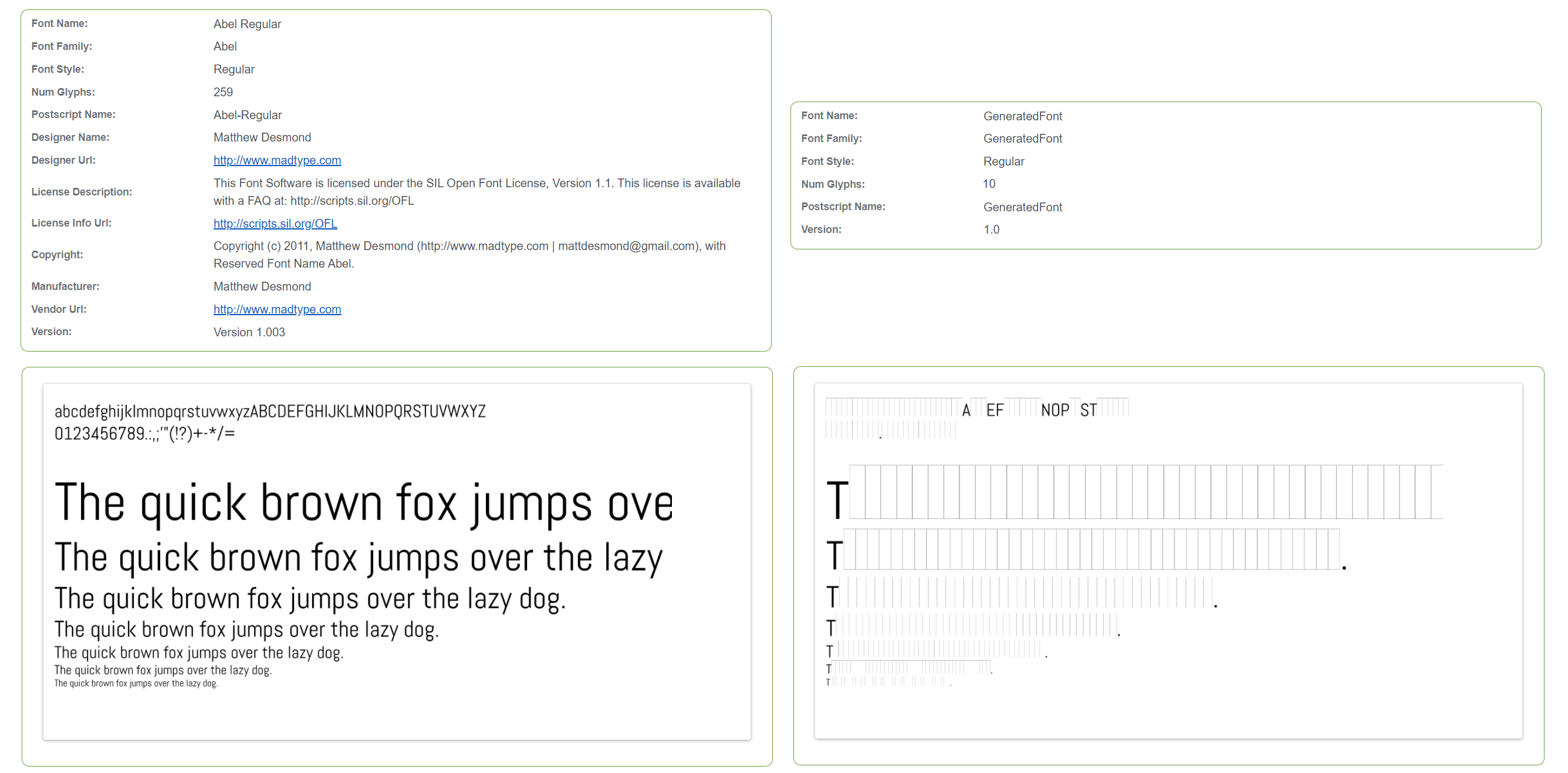 Vergleich zweier Schriftartdateien