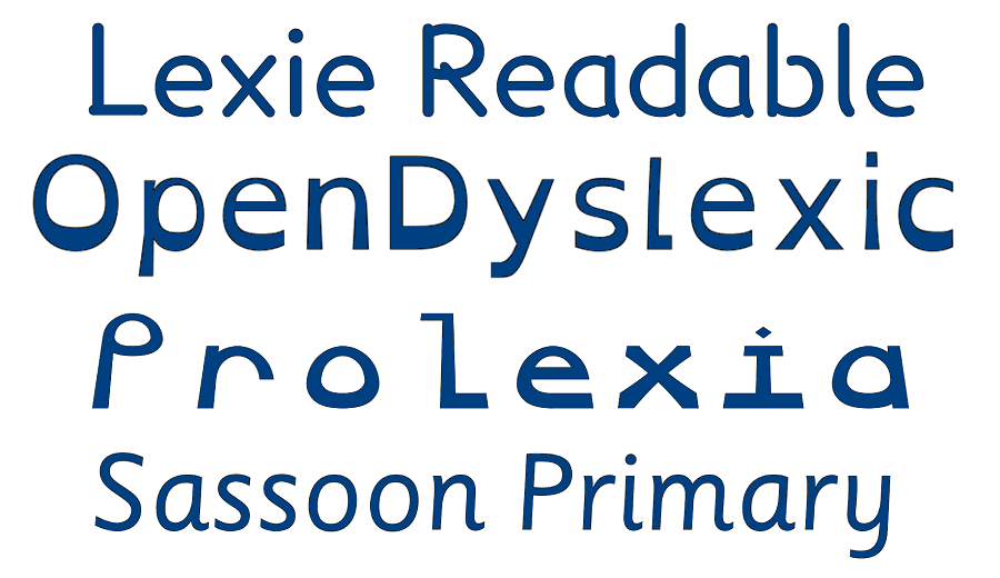 Exemples de polices adaptées aux dyslexiques