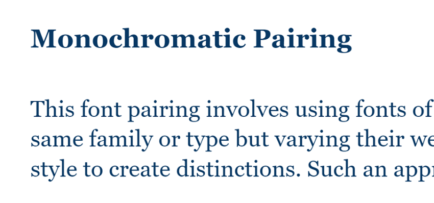 Ejemplo de texto con combinación de fuentes monocromáticas