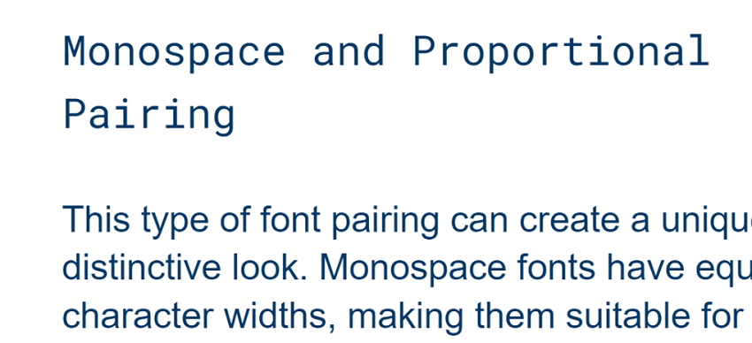 Beispiel für Text mit Monospace- und proportionaler Schriftartpaarung