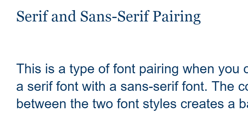 Ejemplo de texto con combinación de fuentes serif y sans-serif