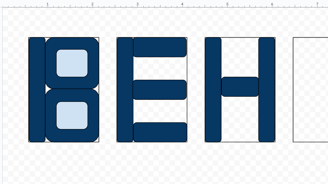 Typeface sketch made in Google Drawing