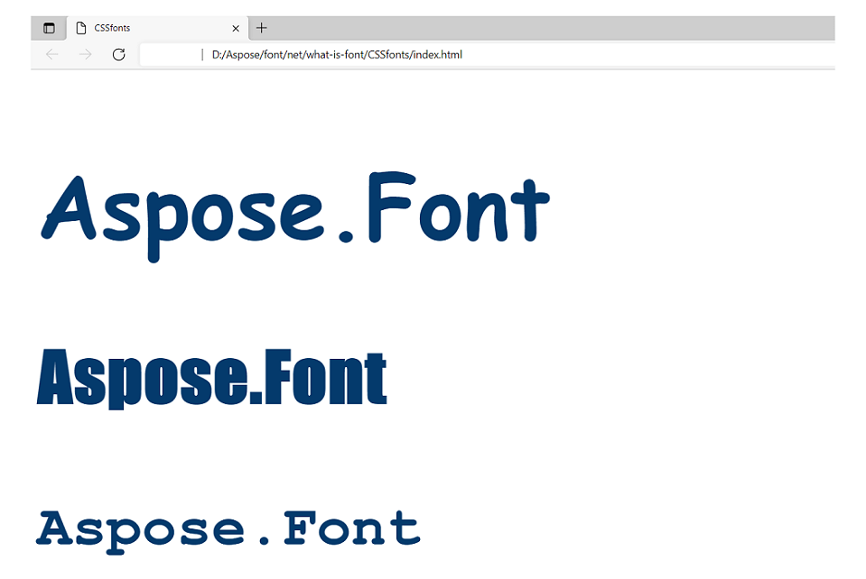 Text rendered in different font families CSS