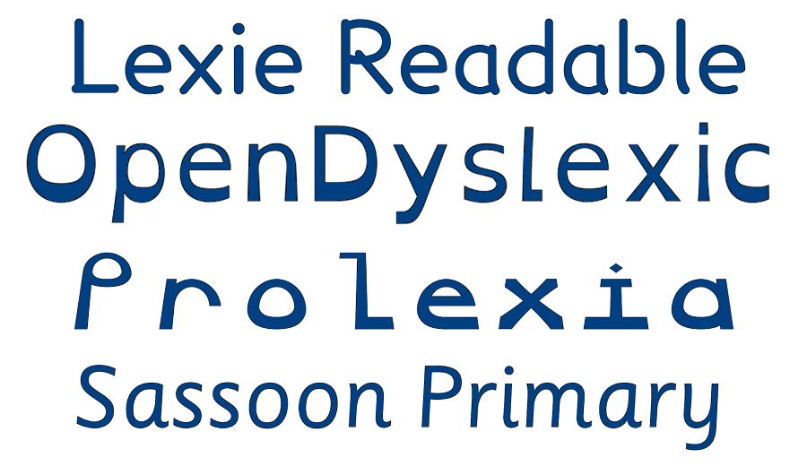 Examples of dyslexic friendly fonts