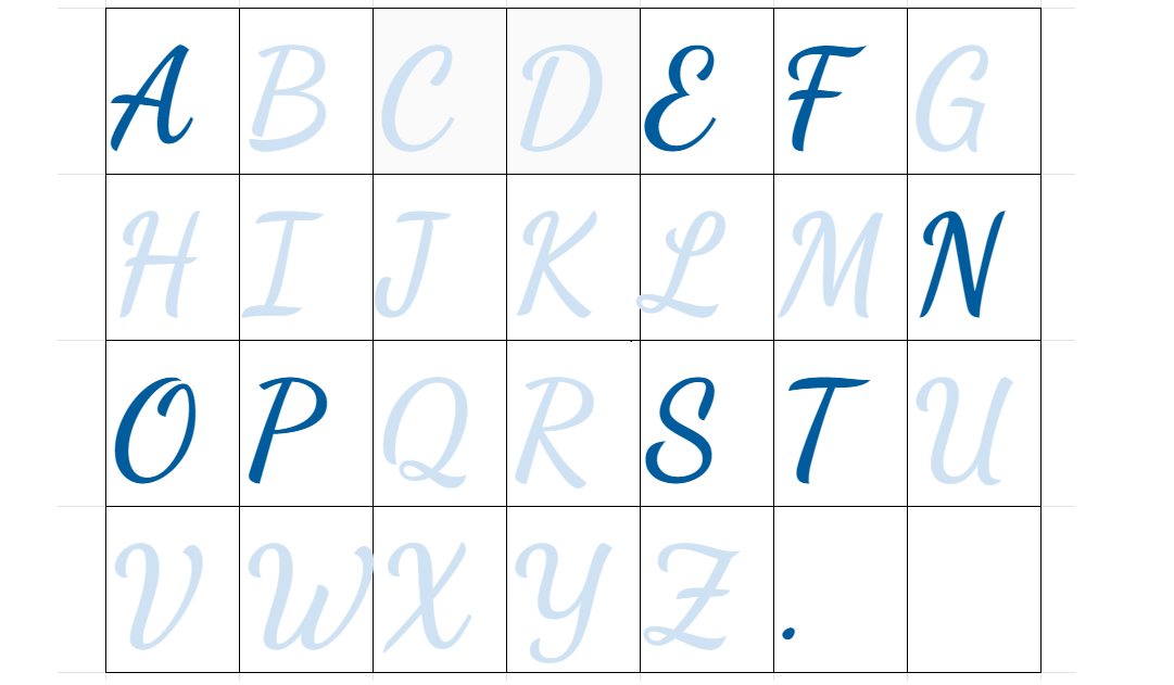 A simplified image of font subset