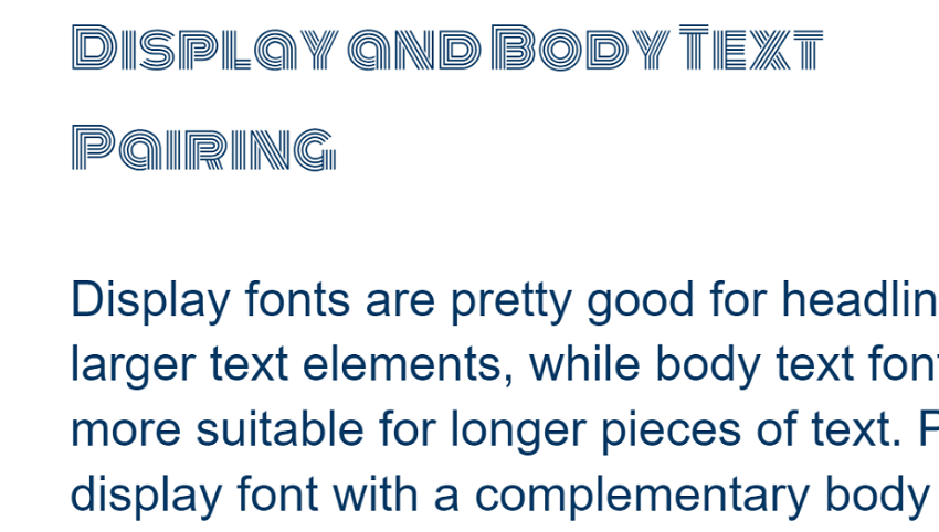 Example of text with display and body text font pairing