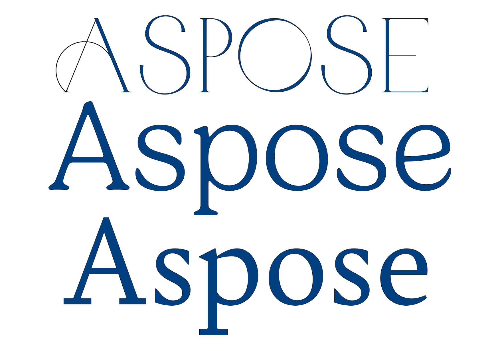 Variety of serif fonts