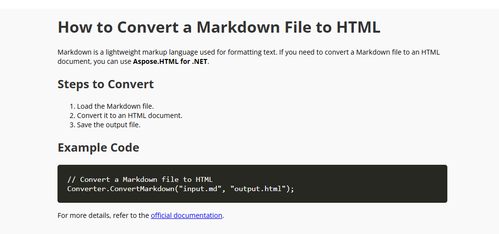 Text “Converted AI Markdown response to HTML web page”