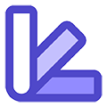 Text “Three color bars forming a palette icon”