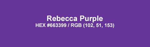 Text “RebeccaPurple color with HEX and RGB codes”