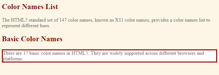 Text “The image renders the HTML code for setting text, backgrounds, and borders color”