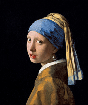 A European girl is depicted in an exotic dress, oriental turban and with a very large pearl as an earring