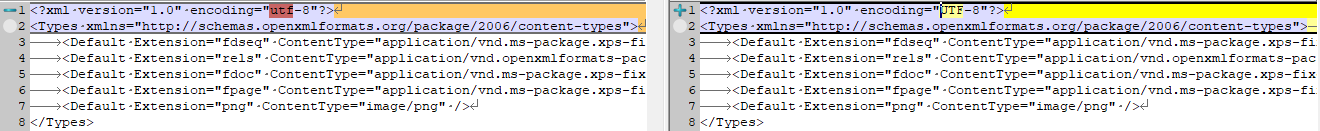 Différence de type de contenu OXPS