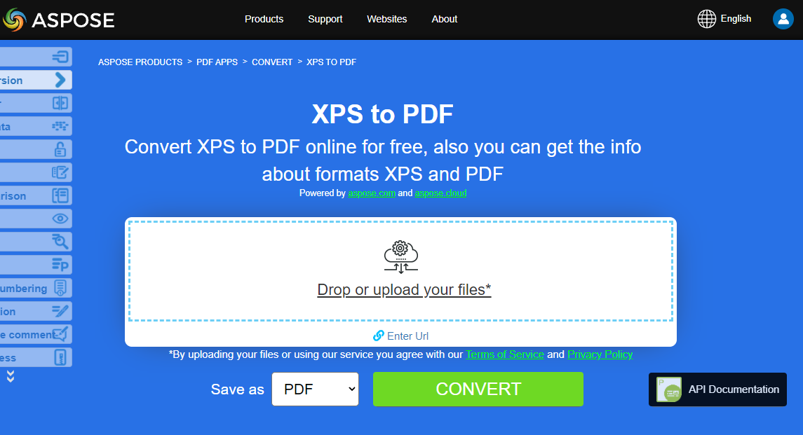 Aspose.PDF Convertion XPS to PDF with Free App