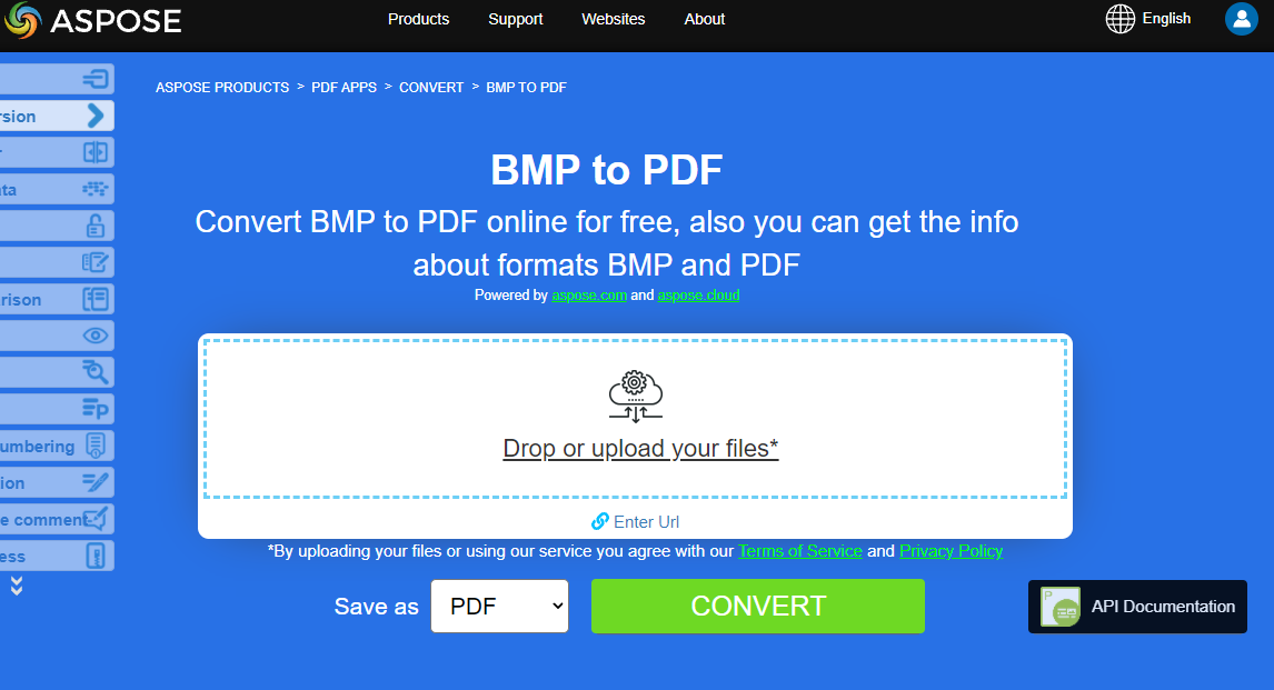 Conversión BMP a PDF con Aspose.PDF usando una App Gratuita