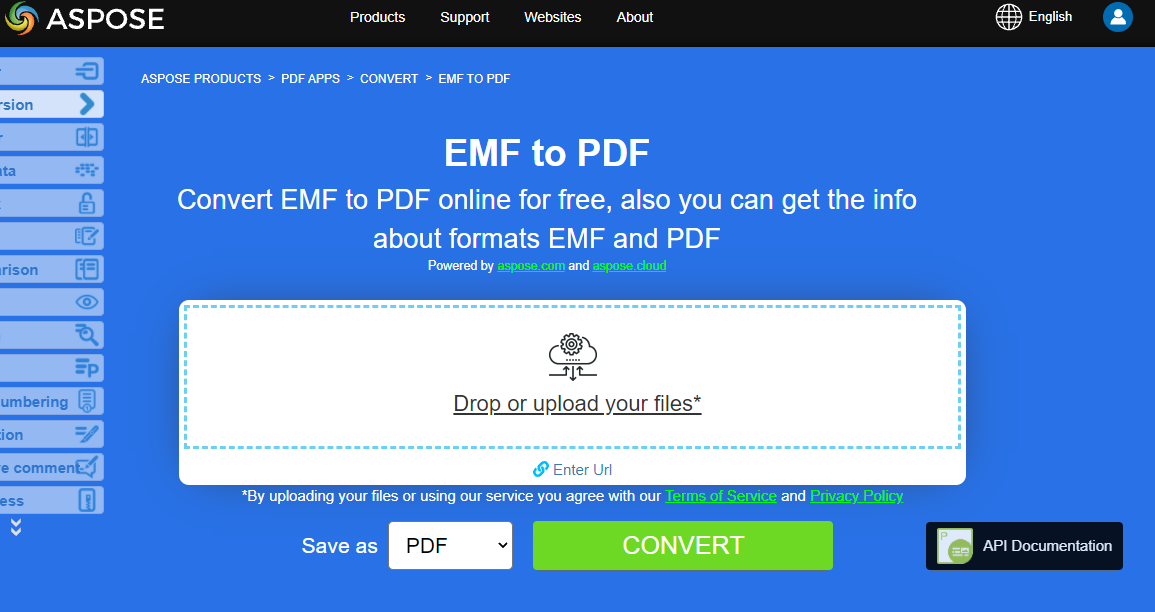 Conversión de EMF a PDF usando la aplicación gratuita de Aspose.PDF
