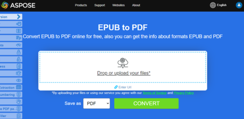 Aspose.PDF Conversión EPUB a PDF con aplicación gratuita