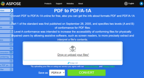 Aspose.PDF Conversion PDF vers PDF/A avec Application gratuite
