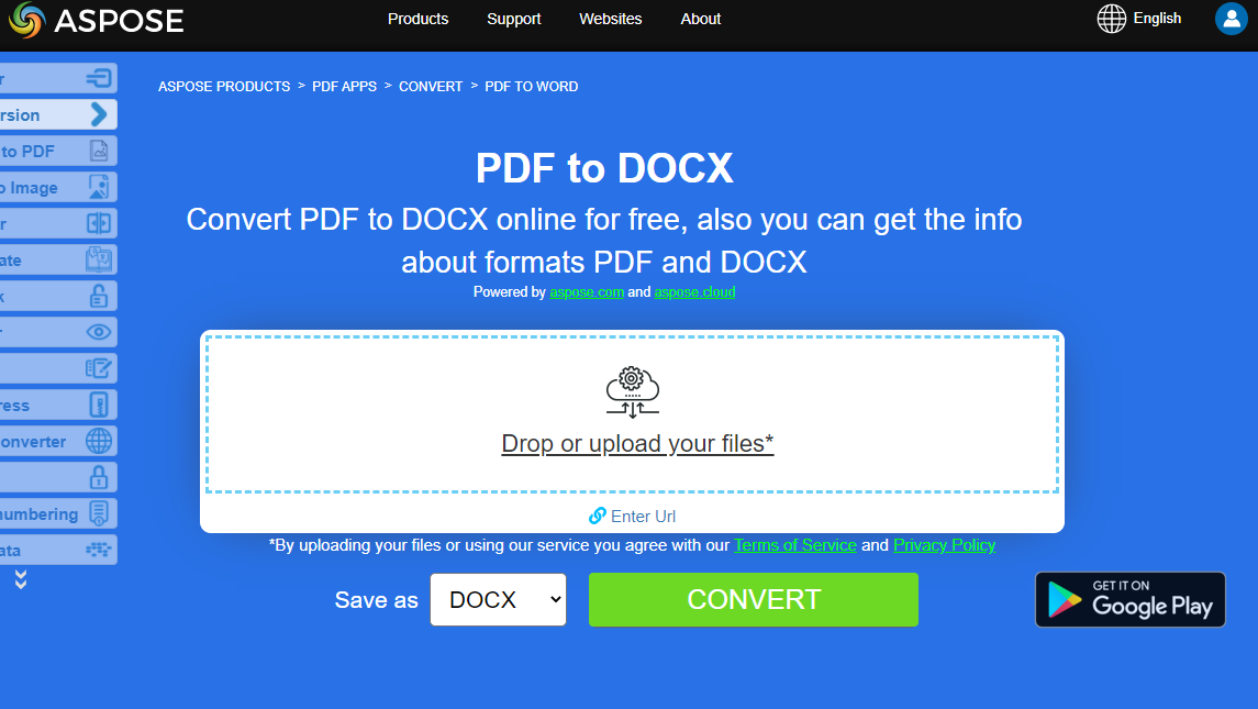 Aspose.PDF Convertion PDF to DOCX Free App