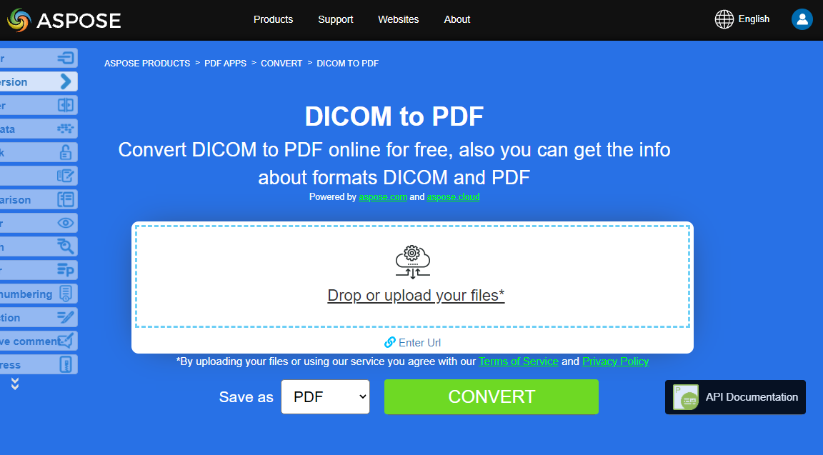 Aspose.PDF Convertion DICOM to PDF using Free App