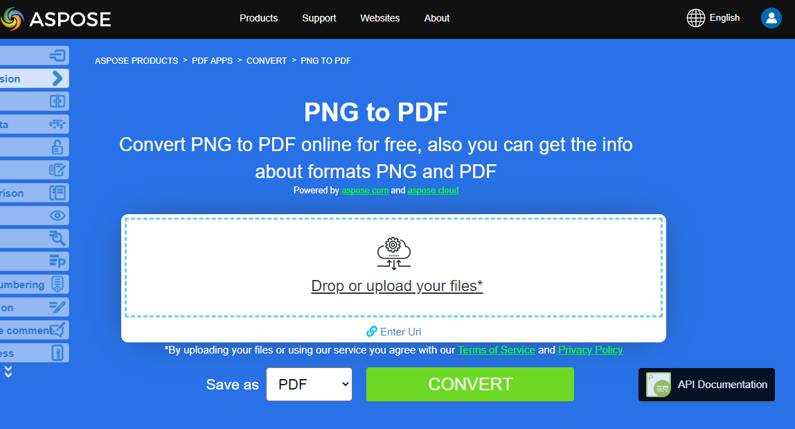 Aspose.PDF Convertion PNG to PDF using Free App