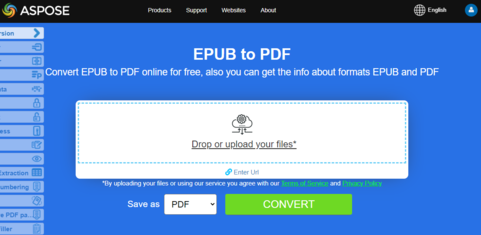 Aspose.PDF Convertion EPUB to PDF with Free App