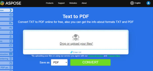 Aspose.PDF Convertion TEXT to PDF with Free App