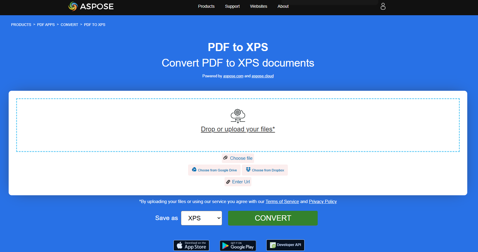 Aspose.PDF Convertion PDF to XPS with Free App
