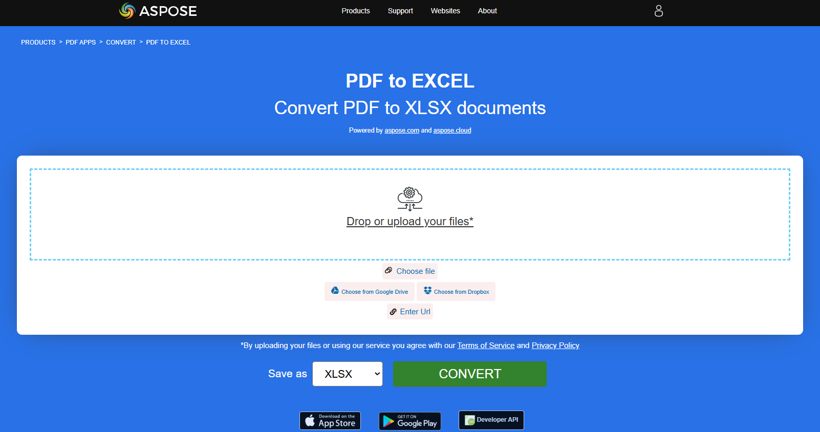 Aspose.PDF Convertion PDF to Excel with Free App