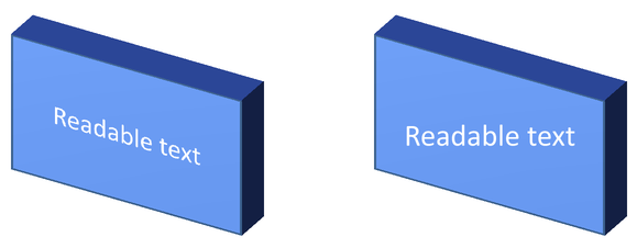 Side-by-side 3D rectangles: KeepTextFlat is false on the left and true on the right