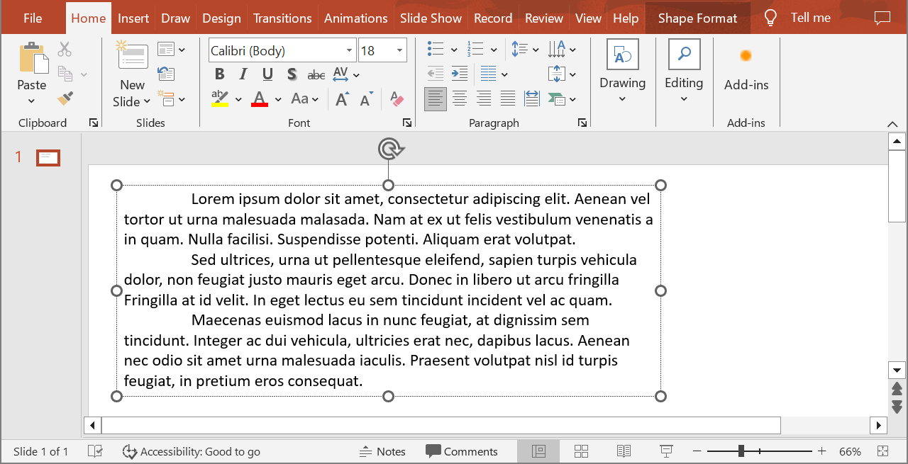 El cuadro de texto con tres párrafos