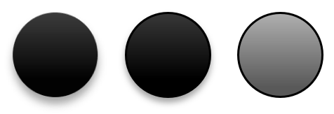 Subtle, moderate, and intense theme effects applied to the same shape