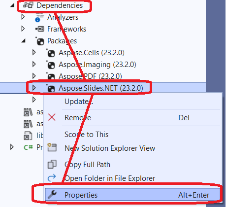 Propriétés du package Aspose Slides