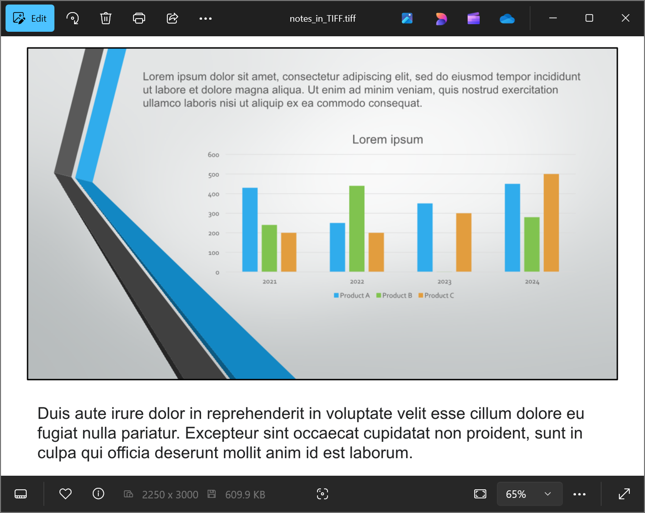 L&rsquo;image TIFF avec notes du présentateur