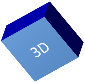 앞면에 흰색 3D 텍스트가 있는 파란색 3D 사각형 렌더링 이미지