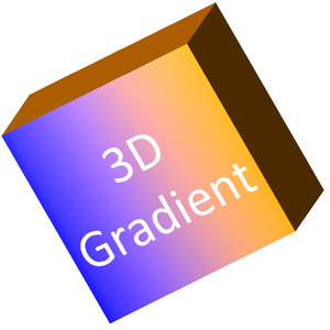 파란색‑주황색 그라디언트 채우기와 주황색 돌출이 적용된 3D 사각형 렌더링 이미지